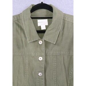 Christopher & Banks Jacket Womens XL Olive Green Button Front Utility Stretch